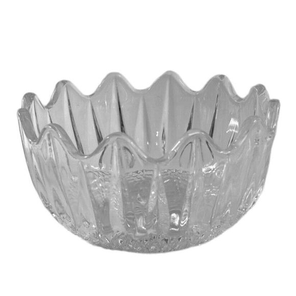 Vintage 25% Lead Crystal Bowl Clear Cut Glass Scalloped Edges - Japan - Picture 1 of 6